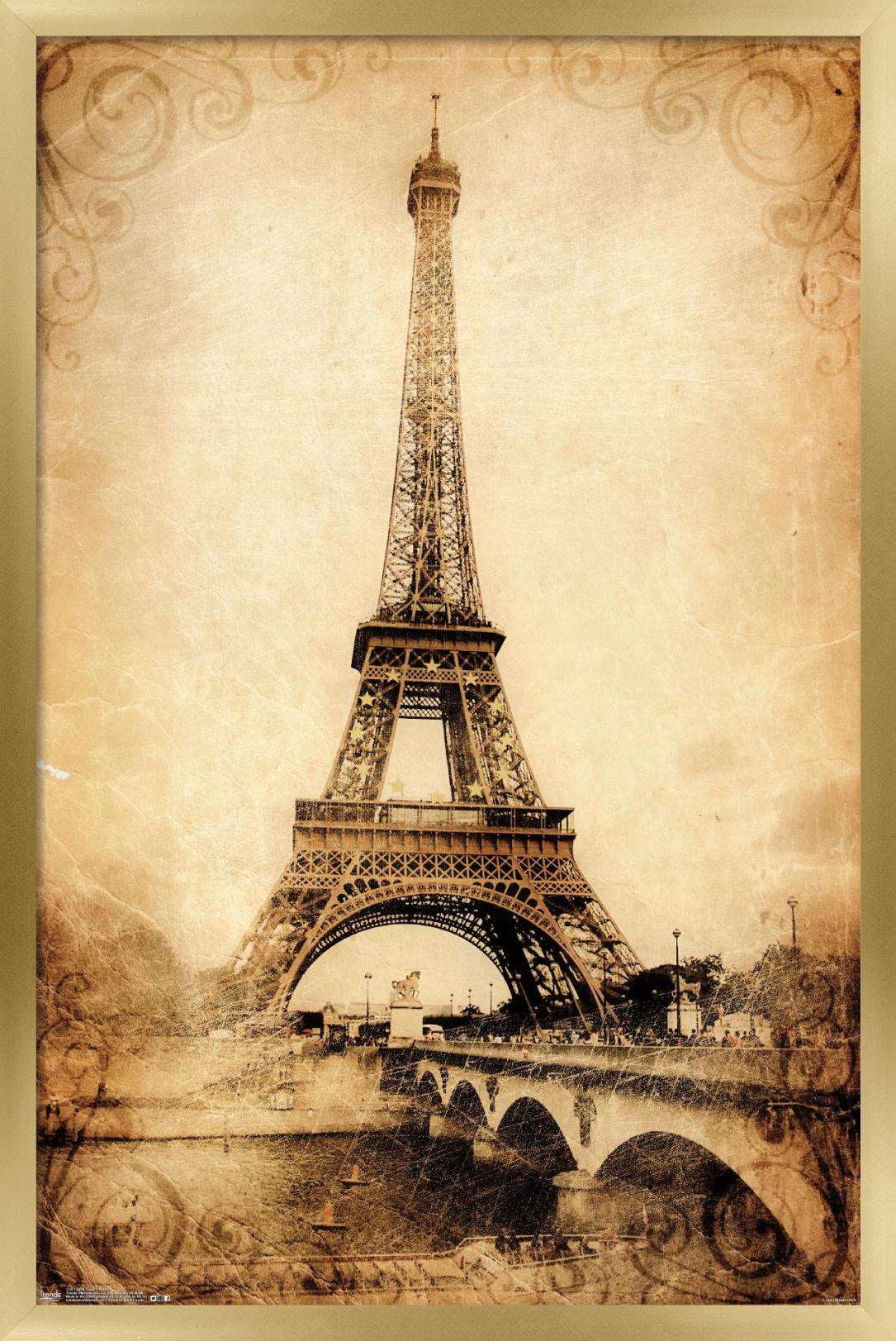 The Eiffel Tower - Rustic Wall Poster, 14.725" x 22.375", Framed