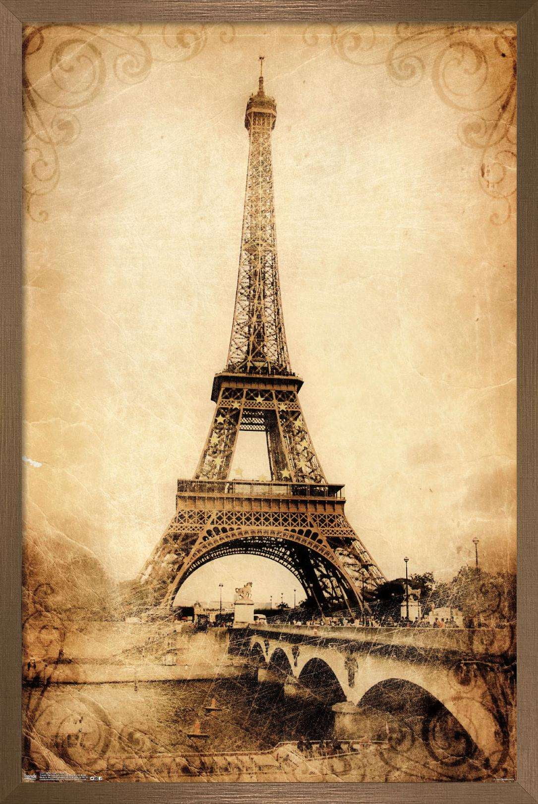 The Eiffel Tower - Rustic Wall Poster, 14.725" x 22.375", Framed