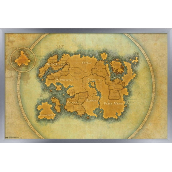 The Elder Scrolls: Online - Map Wall Poster, 14.725" x 22.375" Framed