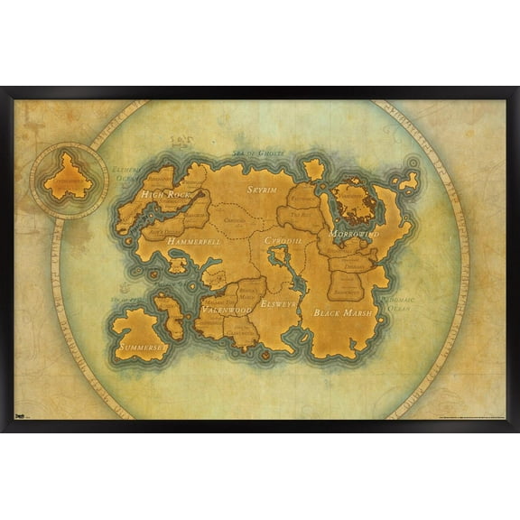 The Elder Scrolls: Online - Map Wall Poster, 14.725" x 22.375" Framed