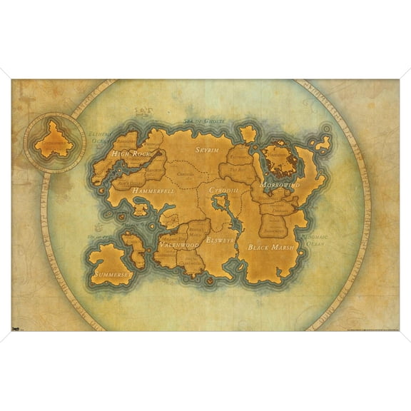 The Elder Scrolls: Online - Map Wall Poster, 22.375" x 34" Framed