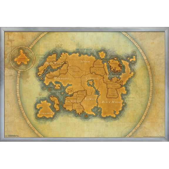 The Elder Scrolls: Online - Map Wall Poster, 22.375" x 34" Framed