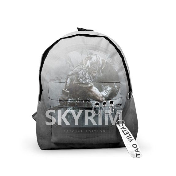 The Elder Scrolls V Skyrim Game Merch Double Shoulder Backpack School Travel Bag Unisex Zipper Oxford Bag