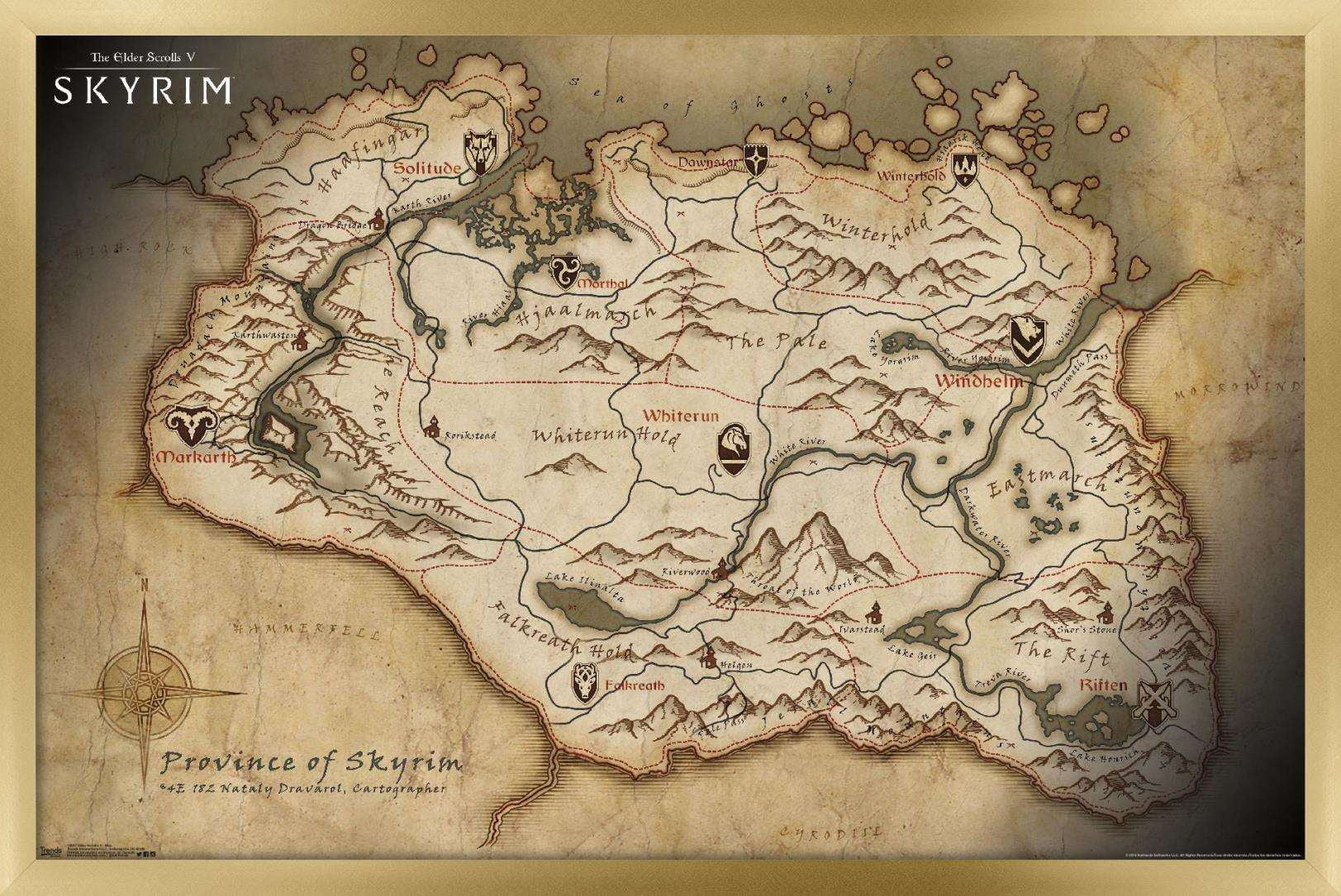 The Elder Scrolls V: Skyrim - Map Wall Poster, 22.375