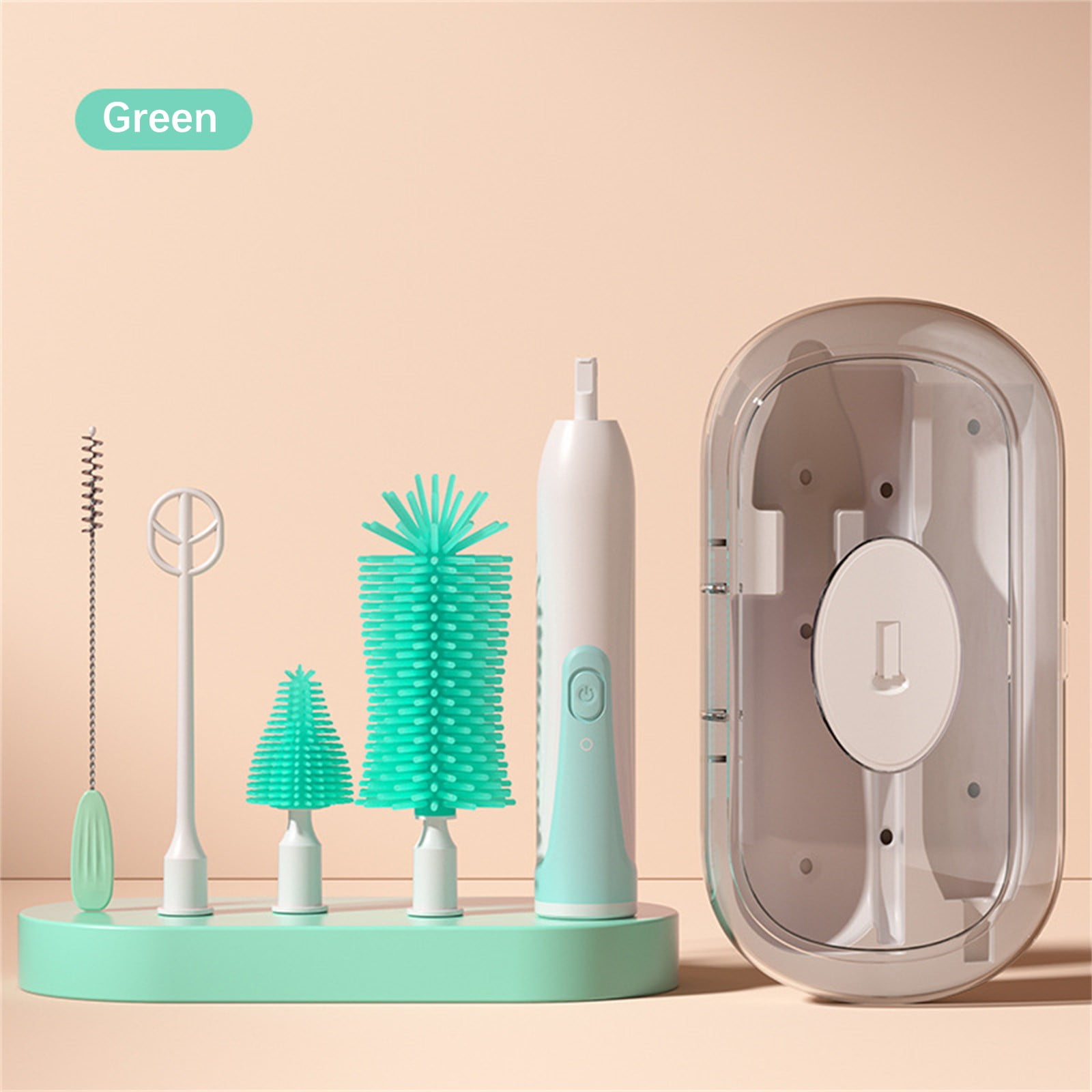 The Electric Bottle Brush Comes With A Pacifier Storage Box， for Cleaning Sport Bottles, Baby Bottles, Water Bottles, Coffee Mugs, Wine Decanters