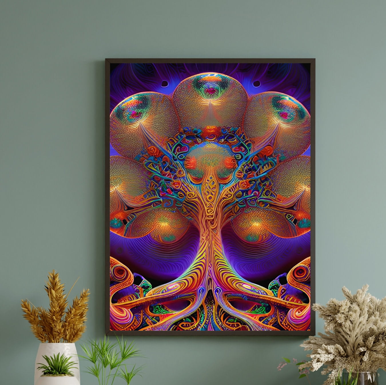 Psychedelic Tree Pattern The Electric Jungle - Psychedelic Tree Canvas Wall Art - Walmart.com