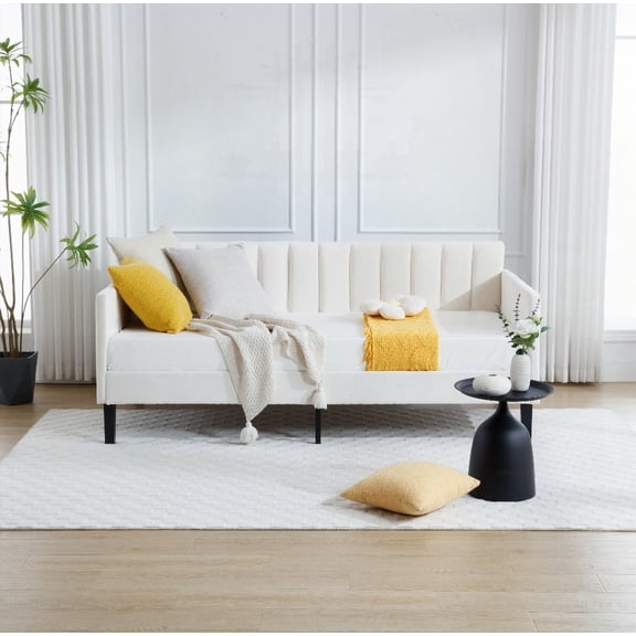 The Elena Twin Size Beige Velvet Daybed - Modern Design with Squeak-Free Durability