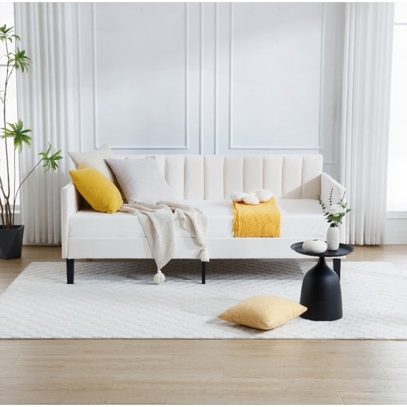 The Elena Twin Size Beige Velvet Daybed - Modern Design with Squeak-Free Durability