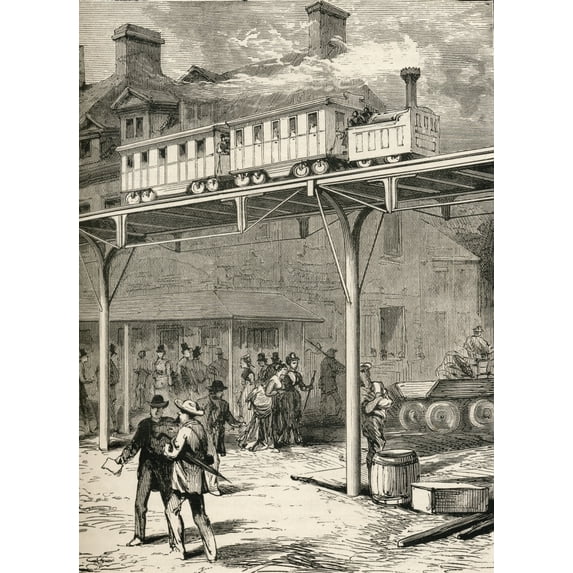 The Elevated Railway Broadway New York America In The 19Th Century. From The