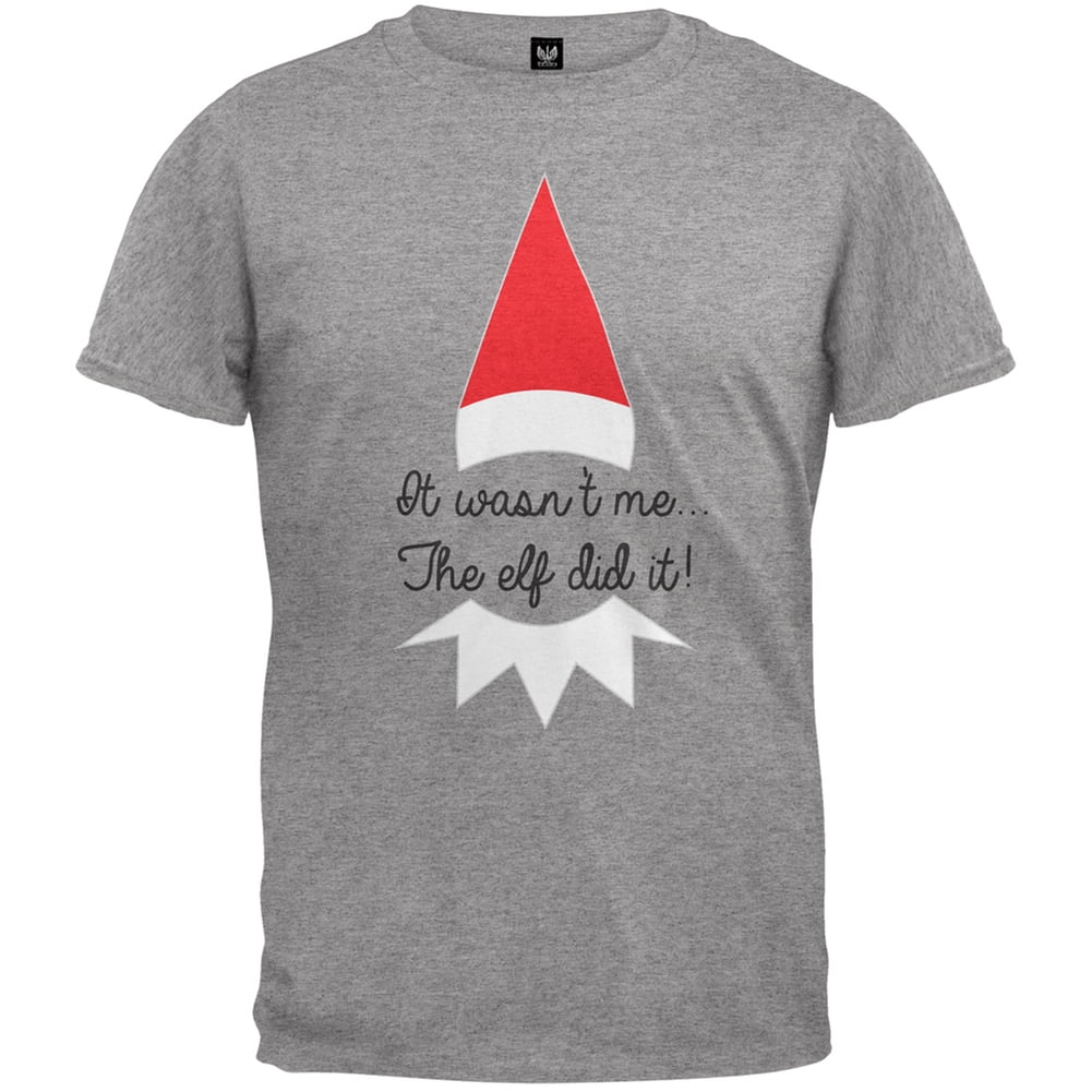 The Elf Did It Grey Adult T-Shirt - 2X-Large