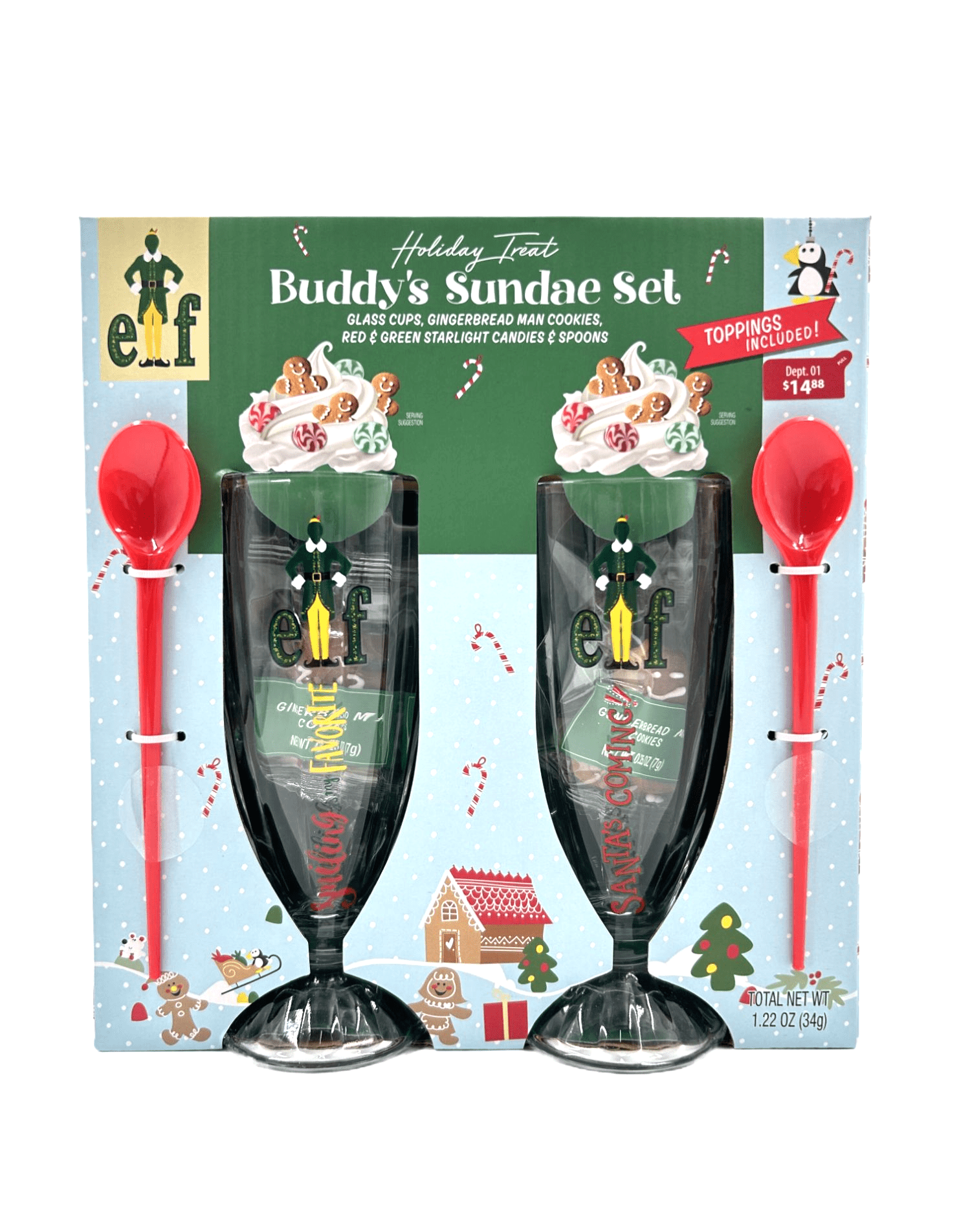 The Elf, Ice Cream Sundae Kit, Holiday Gift, Cookie & Candy 