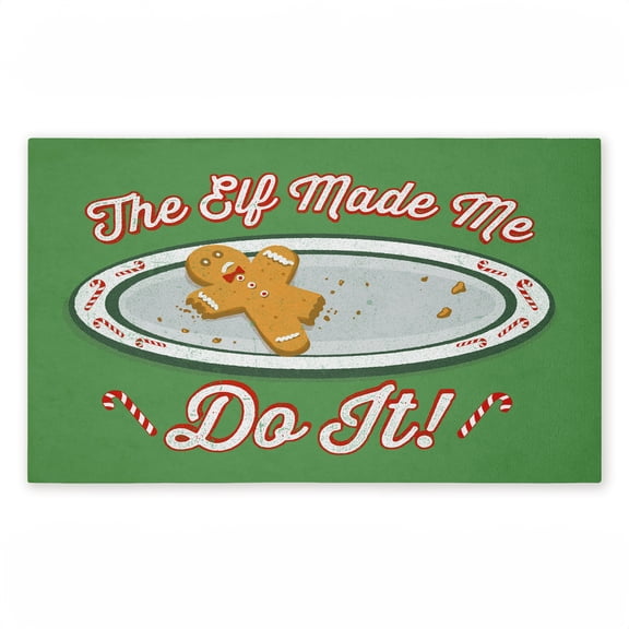 The Elf Made Me Do It Printed Outdoor Door Mat, design by Jedco Brands Inc., 18"x30"