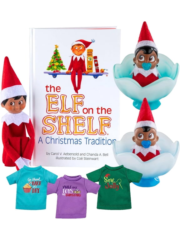 Bundle: Scout Elf Boy Dark Tone, Boy & Girl Dark Tone Frost Pips and 3 Elf T-Shirts