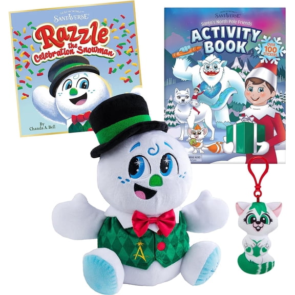 The Elf on the Shelf Bundle: Razzle The Snowman Plush with Illustrated Storybook, Bogie Clip-On & Activity Book