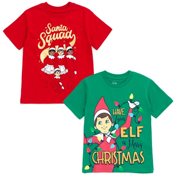 The Elf on the Shelf Christmas Big Boys 2 Pack T-Shirts Red / Green 18-20