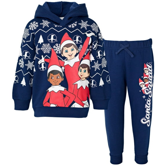 The Elf on the Shelf Christmas Big Boys Fleece Hoodie and Pants Outfit Set Blue 14-16