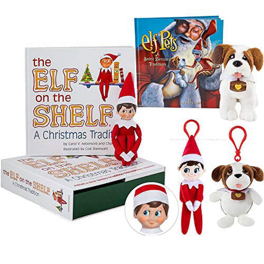 The Elf on the Shelf Christmas Set LightTone Boy Elf, St. Bernard Elf