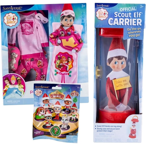 The Elf on the Shelf Disney Princess Carrier Set with Royal Slumber Party Props Scout Elf Carrier & Mystery Mini Figure, Elf Not Included, Ages 3+