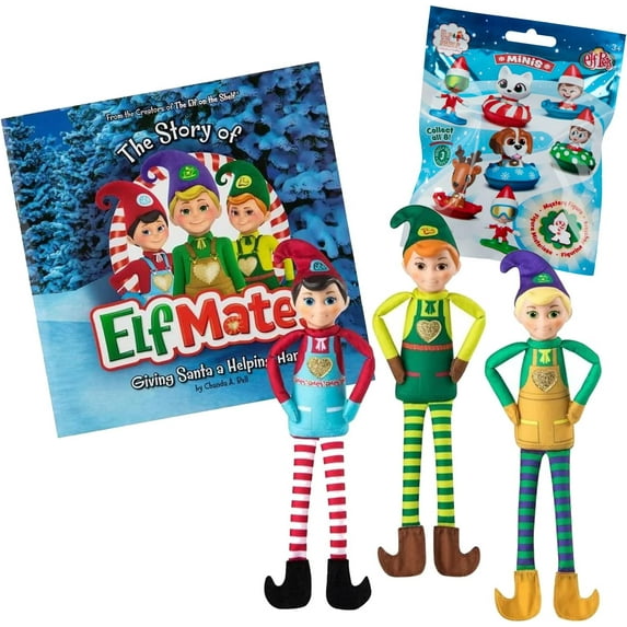The Elf on the Shelf Elf Mates Tri-Pack and Elf Pets Mini Mystery Figure