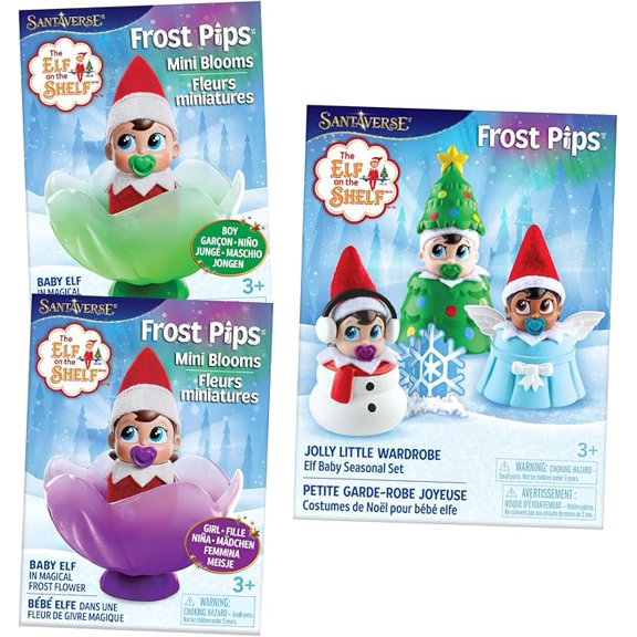 The Elf on the Shelf Frost Pips Boy & Girl Baby Elf Dolls with Christmas Costume Set, Snowman, Christmas Tree and Angel Outfits, Ages 3+