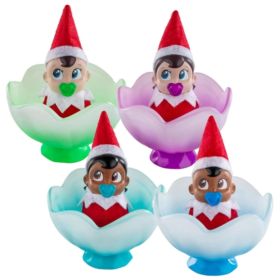 The Elf on the Shelf Frost Pips Complete Set, 4 Mini-Blooms Elf Babies with Frost Flower Cradles, Approx. 0.8 lb, Ages 3+