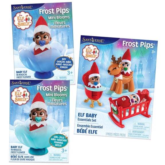 The Elf on the Shelf Frost Pips Dark Tone Boy & Girl Baby Elf Dolls with Nursery Essentials Play Set, Crib, Highchair and Reindeer Rocker, Ages 3+