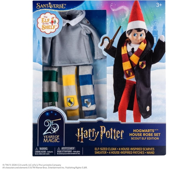 The Elf on the Shelf Harry Potter Hogwarts House Robe School Uniform Set for Scout Elf, 11 Pieces, Elf Not Included, Ages 3+