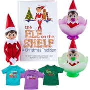 The Elf on the Shelf Holiday Magic Bundle Light-Tone Girl Scout Elf, Frost Pips Boy & Girl, and 3 Elf T-Shirts