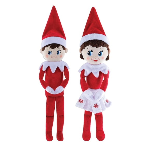 The Elf on the Shelf Plushee Pals 17 Inch Boy and Girl Scout Elf Plush Set, Light Tone, Red, 2 Count