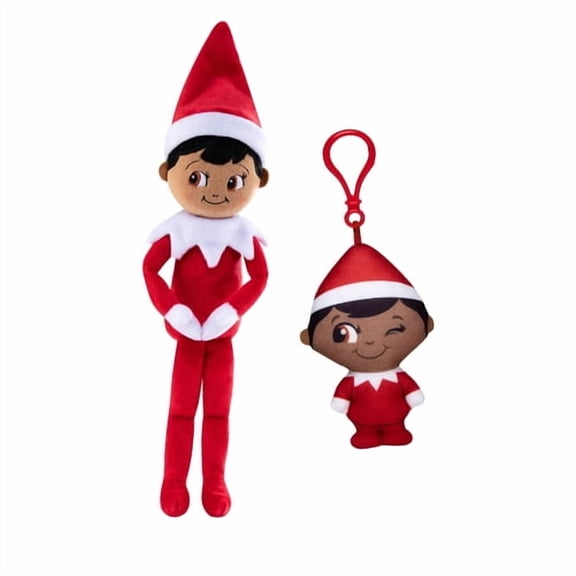 The Elf on the Shelf Plushee Pals Snuggler & Mini Clip-On Plush Set, Boy Dark Tone, 12 in & 4 in, Ages 3+