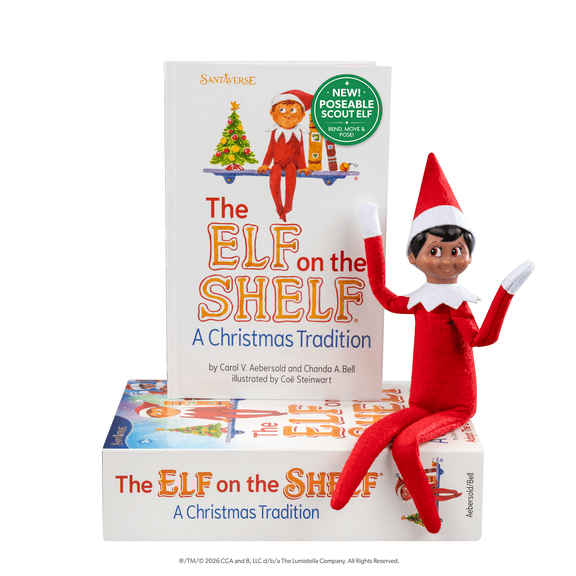 The Elf on the Shelf Poseable Boy Scout Elf with Brown Eyes - Complete Box Set with Storybook