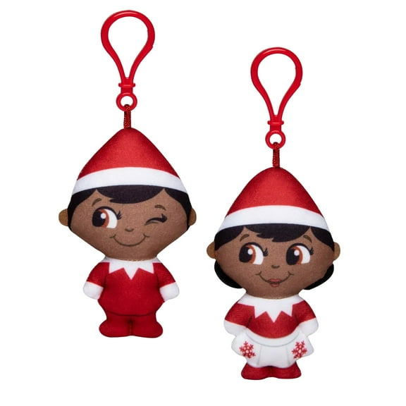 The Elf on the Shelf Scout Elf Plushee Mini Pals Clip-On Set of 2: 4" Boy & Girl Mini Pals Dark Tone