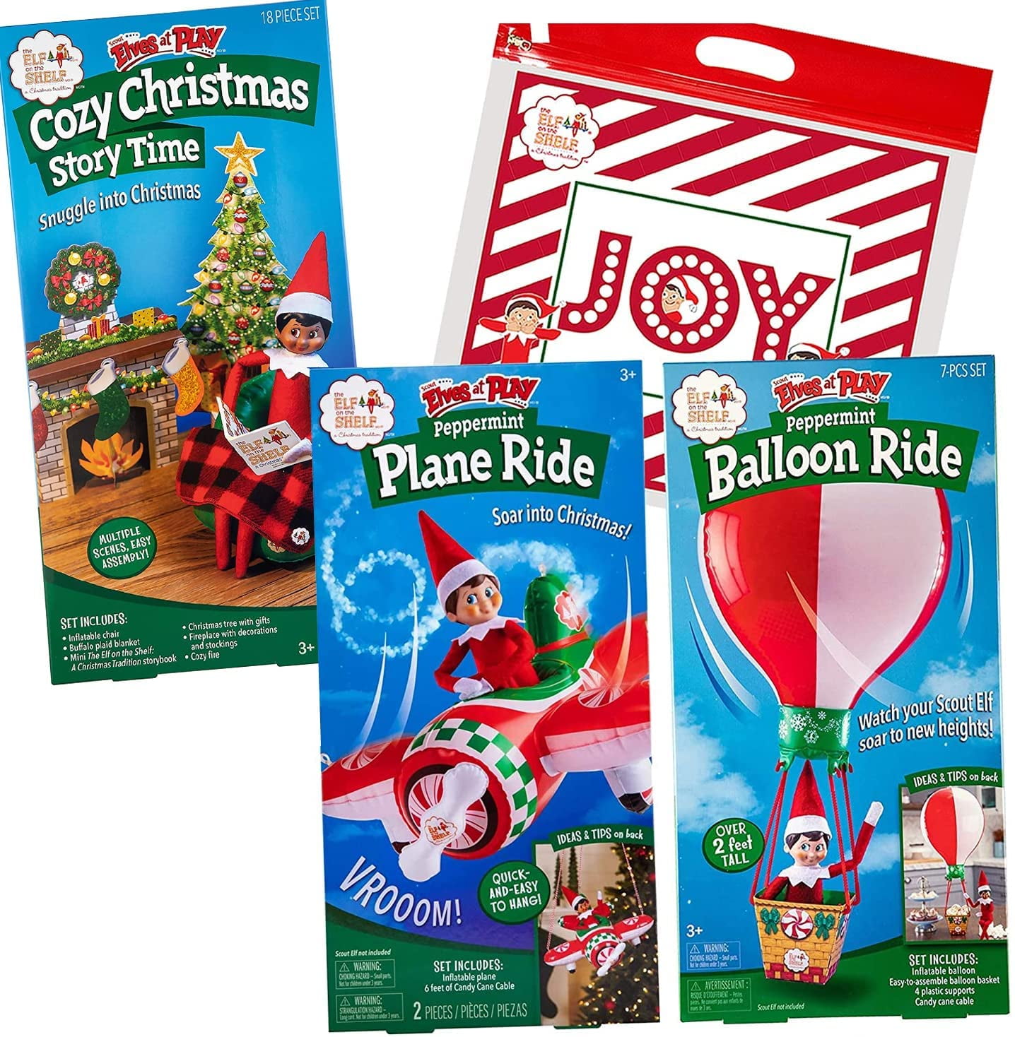 The Elf on the Shelf Scout Elves at Play Set Cozy Christmas Story Time, Peppermint Plane Ride