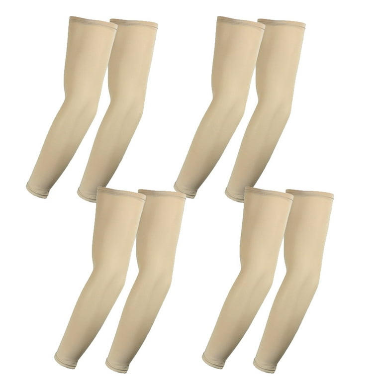 The Elixir Compression Athletic Arm Sleeves, UV Protective Perfect for  Basketball, Baseball, Running (Pack of 4 Pairs, Beige)