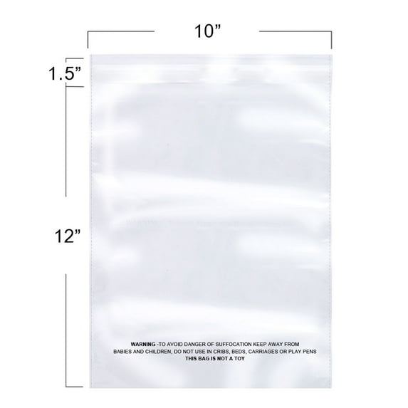 The Elixir Deco 100 Count Suffocation Warning Clear Reclosable Poly Bag, Meets USDA FDA Standards, Various Size (10 x 12 in)
