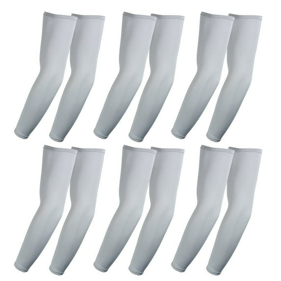 The Elixir Golf UV Protective Compression Arm Sleeves 6 Pairs Bundle Pack for Cycling, Golf, Tennis, Hiking, Outdoor Activities, Gray