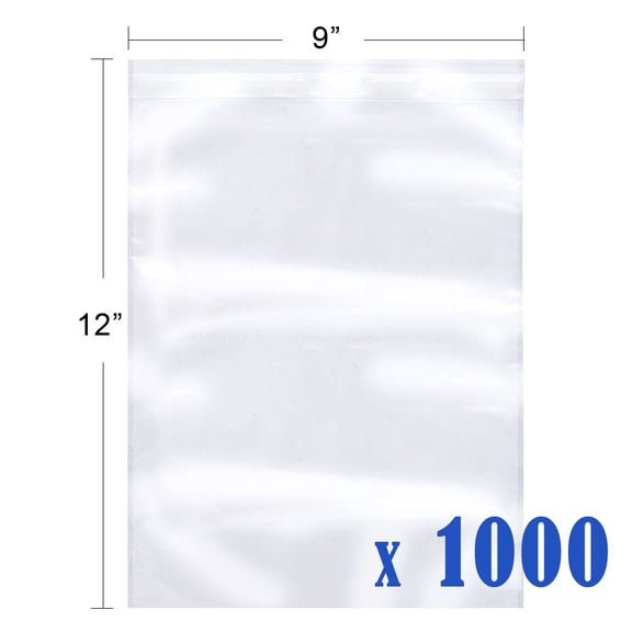 The Elixir Packaging 1.5Mil Clear Reclosable Self Adhesive Lip and Tape Poly Plastic Bags, Various Sizes (9 x 12 inch)