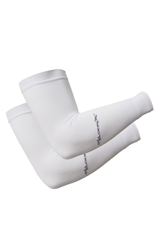 The Elixir X Arm Sleeves UV Cooling Sleeves Arm Cover UV Sun Protection Compression Arm Sleeves (White)