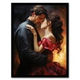 thumbnail image 1 of The Embrace Oil Painting Lovers Passionate Flamenco Dance Bedroom Art Artwork Framed Wall Art Print A4, 1 of 5