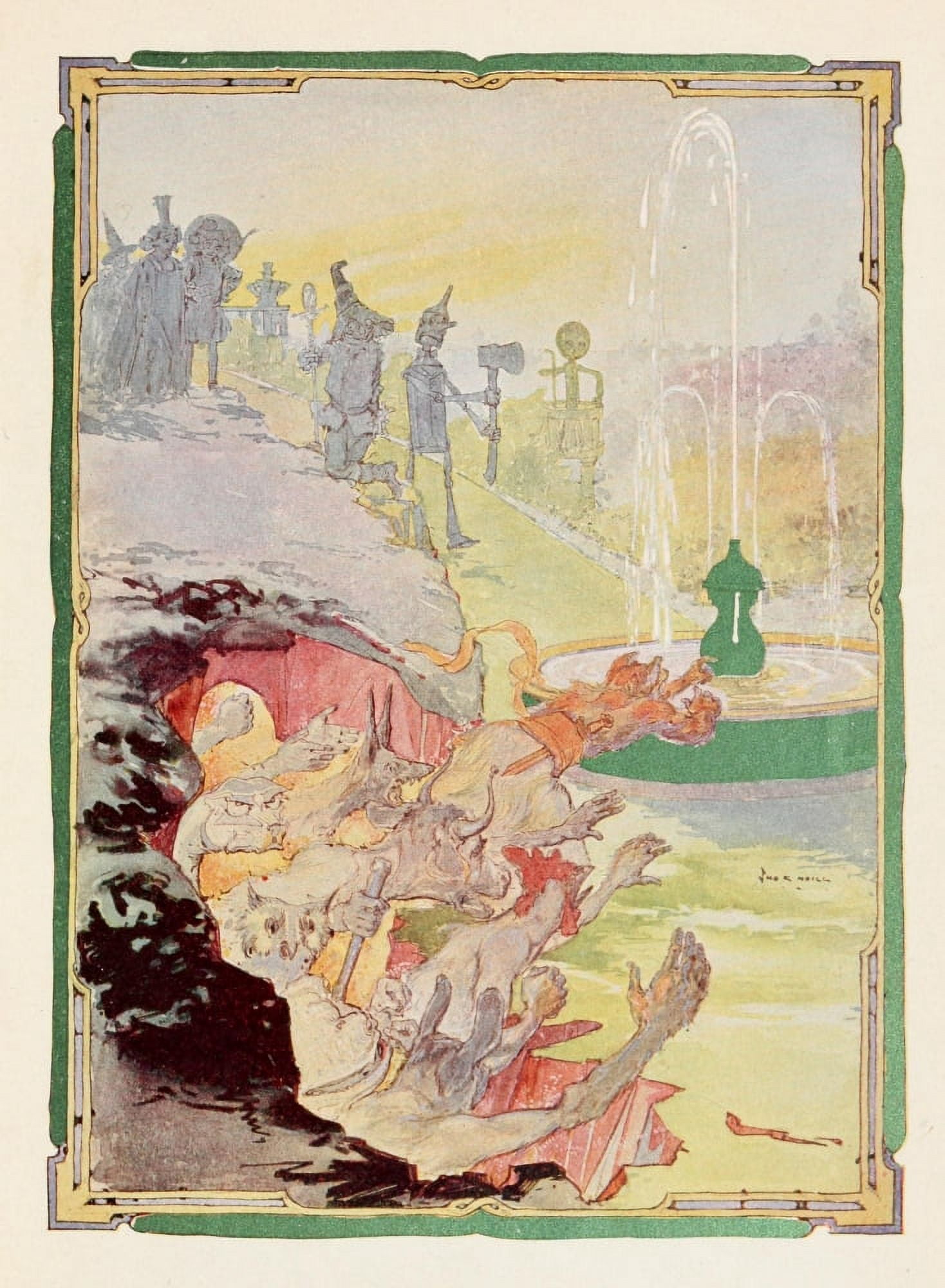 The Emerald City of Oz 1910 The Forbidden Fountain Canvas Art - John R Neill (18 x 24)
