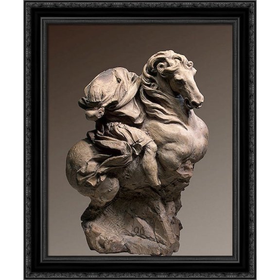 The Emperor Constantine 20x24 Black Ornate Wood Framed Canvas Art by Bernini, Gian Lorenzo