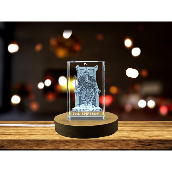The Emperor Tarot Symbol Masterfully 3D Engraved in Clear Crystal