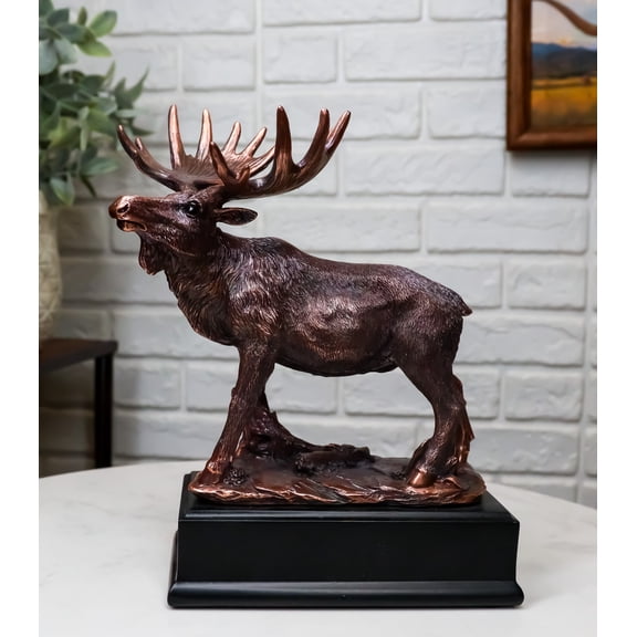 The Emperor Wild Elk Bull Moose Statue Bronze Electroplated Figurine With Base
