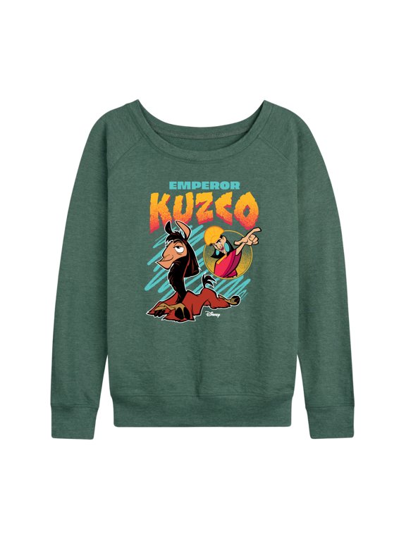 - Kuzco Bootleg Tee Women's Lightweight French Terry Wide Neck Long Sleeve Graphic Shirt