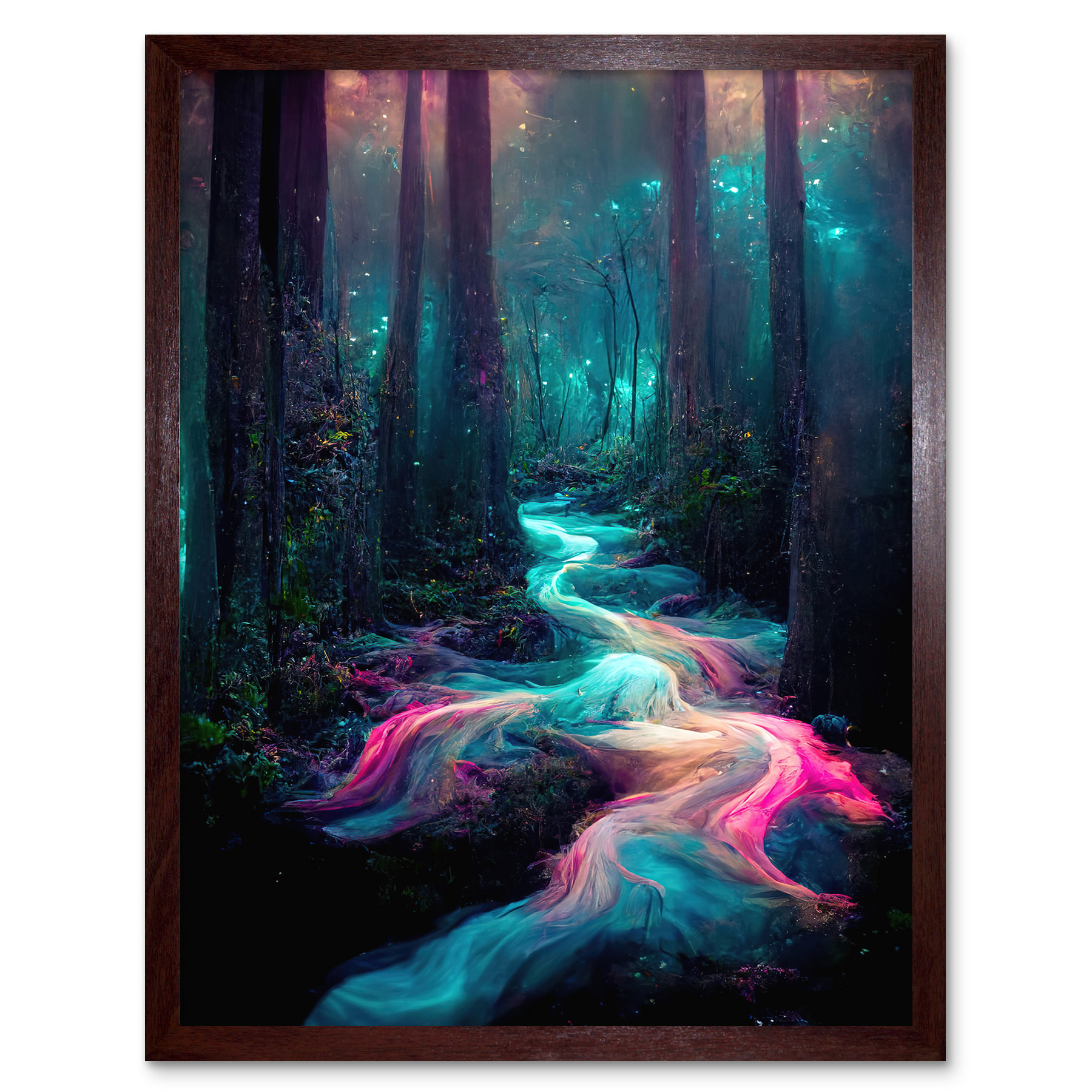 The Enchanted Forest Magical Fantasy River Art Print Framed Poster Wall ...
