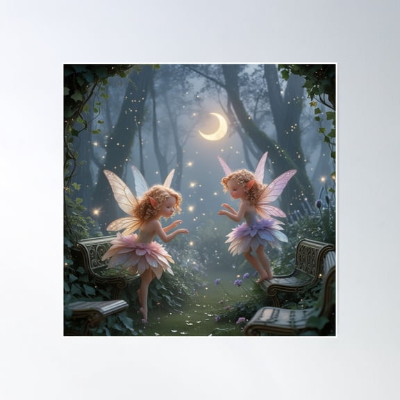 The Enchanted Wood With Fairies Poster Wall Art, Modern Wall Decor, 24x24 UNFRAMED