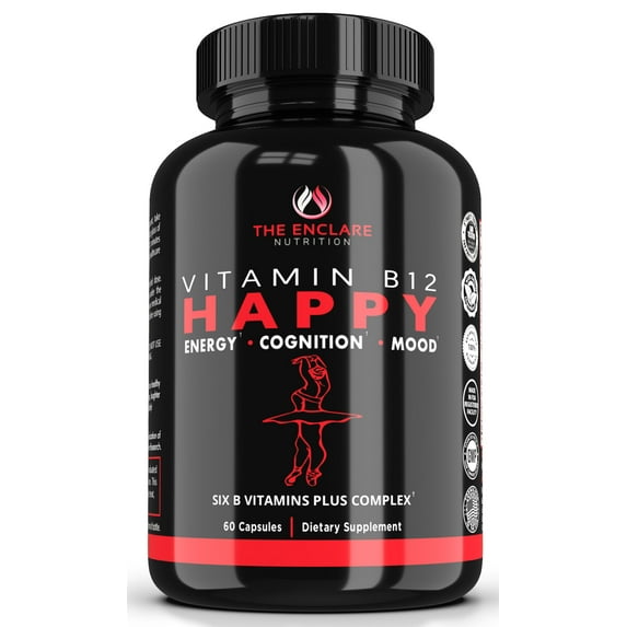 The Enclare Nutrition Happy Vitamin B12 2000 Mcg, Metabolism Booster Energy Supplement, 60 Capsules