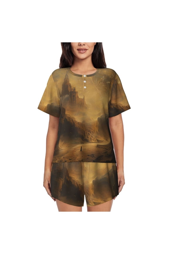 The End Of Time. (3) Womens Pajamas Short Set Soft Short Sleeve Sleepwear Button Down Pjs Set with Pockets S XXL Small