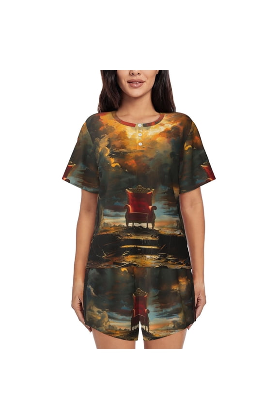 The End Of Time. Womens Pajamas Short Set Soft Short Sleeve Sleepwear Button Down Pjs Set with Pockets S XXL Small