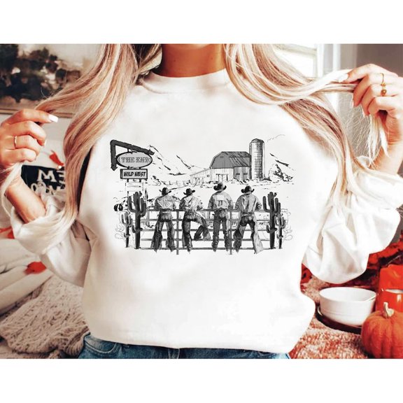 The End Western Sweatshirt, Wild West Cowboy Shirt with Rodeo Vibes , Vintage Country Graphic for Western Lovers and Ranch Style Fans